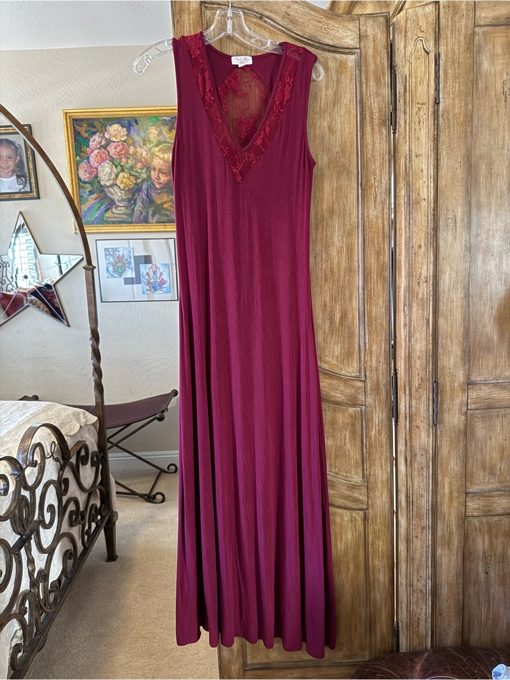 Wendy Glez Burgundy Floral Nightgown